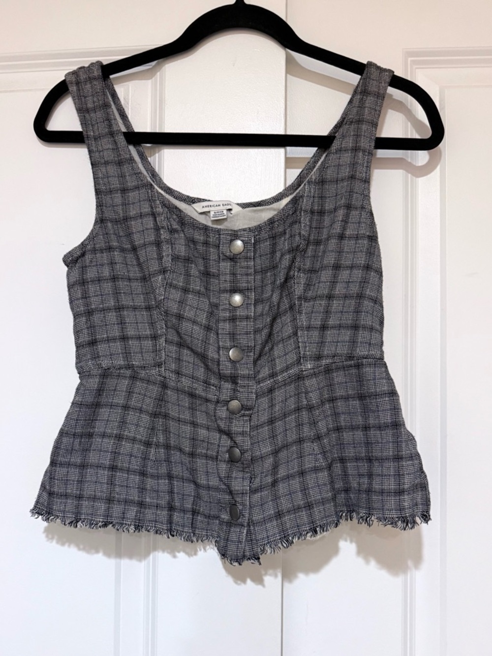 American Eagle Plaid Snap Front Tank/Vest